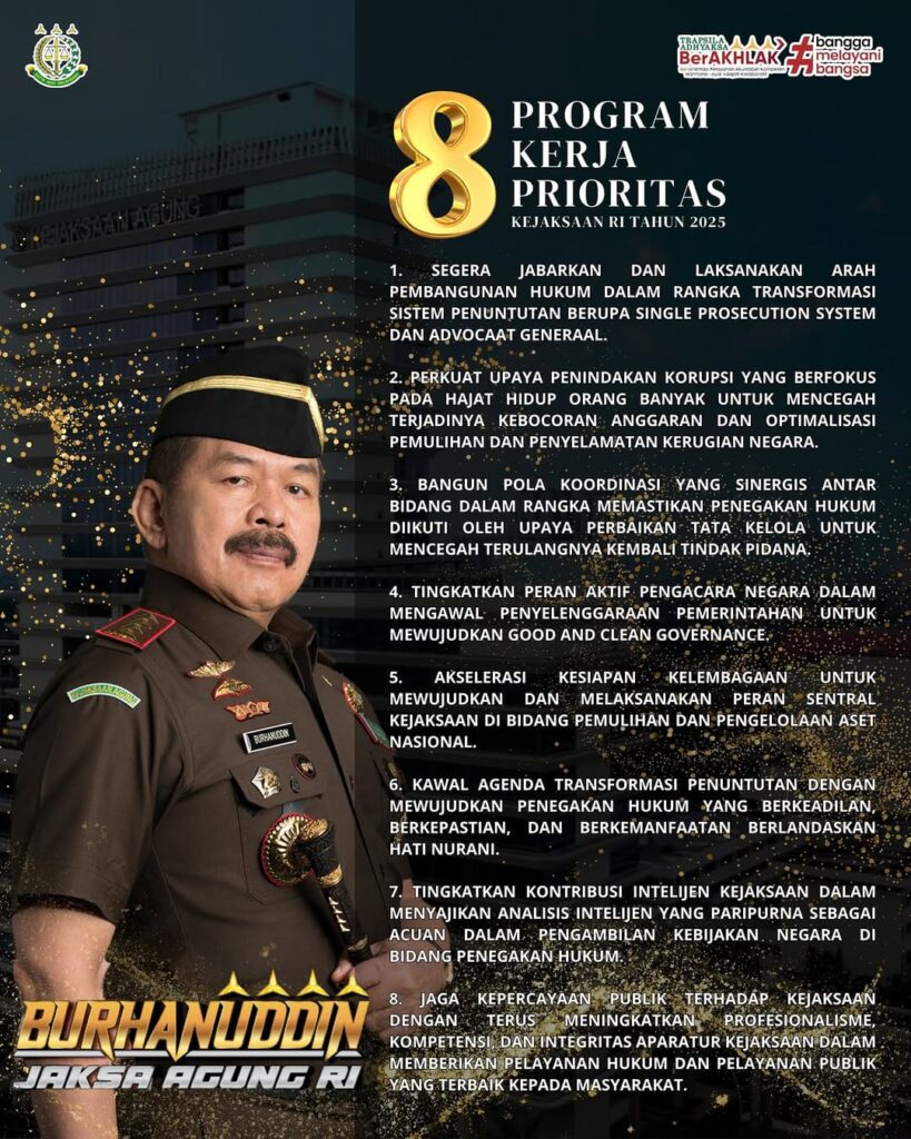 8 Prioritas jaksa Agung